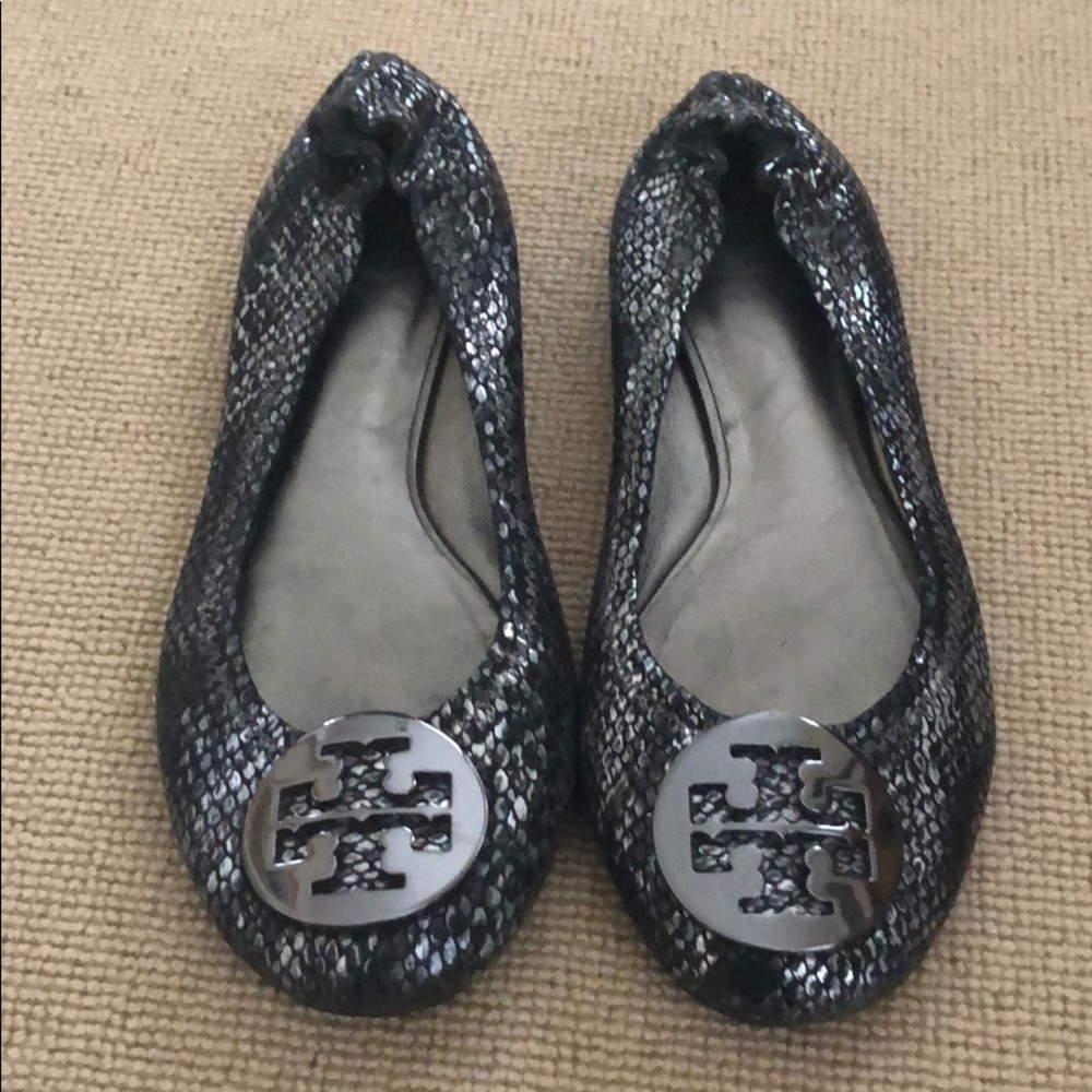 Tory Burch Reva Snake Embossed Leather Flat